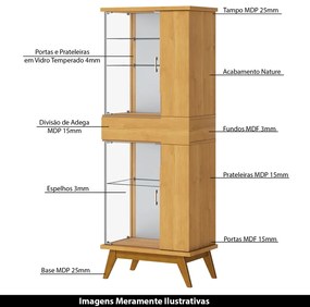 Cristaleira Decorativa com Nicho Adega Aurora Nature G29 - Gran Belo