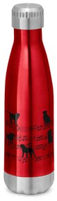 Garrafa Térmica Inox Brilhante 510 ml Cachorro Musical Preto - Vermelho