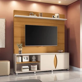 Estante de TV 55 Pol 180cm Allie H01 - D'Rossi - Cinamomo e Off White