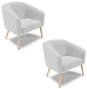 Poltrona Decorativa Pé Palito Natural Kit 2 Stella Linho D03 - D'Rossi - A05 Cinza Claro