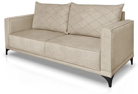 Sofá Living 2 Lugares com Pés de Ferro Almofadas Soltas 180cm Neso Bouclê Bege G63 - Gran belo