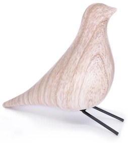 Escultura Pássaro Pomba Decorativo em Cerâmica Madeira 21 cm F04 - D'Rossi