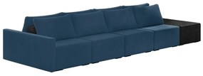 Sofá Ilha 4 Lugares Living 432cm Modulado Sala Lary Veludo/PU Pto K01 - D'Rossi - Azul Marinho