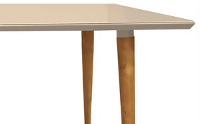 Mesa de Jantar Retangular com Vidro Louise 160x90 cm Off White Pés Retrô Castanho - D'Rossi