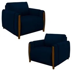 Kit 2 Poltronas Decorativas para Sala de Estar 98cm Amaranto M22 Velud