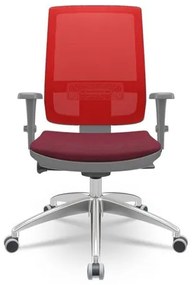Cadeira Brizza Diretor Grafite Tela Vermelha com Assento Poliester Vinho Base Autocompensador Aluminio - 65820 Sun House