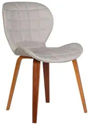 Cadeira de Jantar Moderna com Tressê Base Madeira Lucy R02 Linho Bege