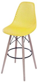 Banqueta Eames Furadinha cor Amarela com Base Madeira 1,13 MT (ALT) - 55974 Sun House