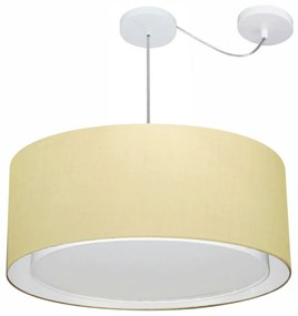 Lustre Pendente Cilíndrico Com Desvio Bege MJ-4318 Para Mesa de Jantar e Estar