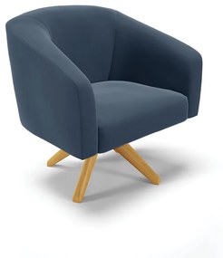 Poltrona Decorativa Giratória MA30 Stella Suede Azul Marinho D03 - D'Rossi