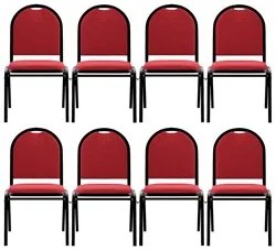 Kit 8 Cadeiras Hoteleiras Auditório Empilhável Linho M23 Vermelho - Mp