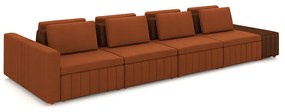 Sofá Ilha com Encosto e Almofadas Móveis Olimpo 425cm Modulado Linho/PU Terracota/Marrom G45 - Gran Belo