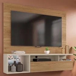 Painel para TV 55 Pol com Bancada Suspensa 136cm Brasil Buriti/Off Whi