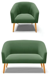 Sofá Namoradeira e Poltrona Pé Palito Castanho Stella Suede D03 - D'Rossi - Verde