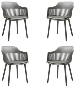 Kit 4 Cadeiras Decorativas Prescott Sala de Jantar PP/PU Cinza G56 - Gran Belo