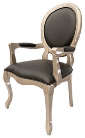 Cadeira Medalhão Adoriable c/ Braço - Fendi Lumiere - Tecido Kouríssimo Torino Preto Clássico Kleiner