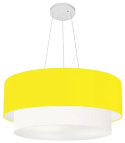 Pendente Cilíndrico Amarelo e Branco MJ-4371 Para Mesa de Jantar e Estar