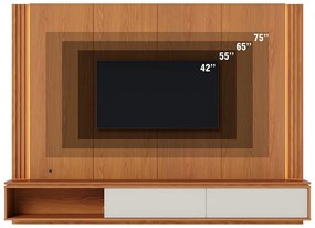 Painel TV 75 Pol 180cm Bancada Suspensa Ripado Led Duda C04 - D'Rossi - Freijó e Off White Matte