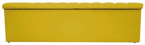 Recamier Baú Estofada Mel 195 cm King Size Com Capitonê Suede Amarelo - ADJ Decor
