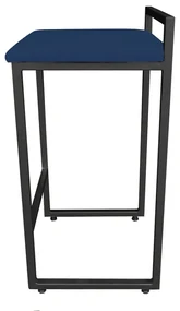 Banqueta Alta Industrial Pietra Suede Base Preto D'Rossi - Azul Marinho