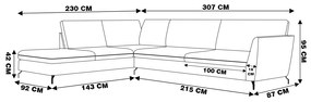 Sofá de Canto Chaise Esquerdo 307 cm Olívia Suede Cinza G52 - Gran Belo