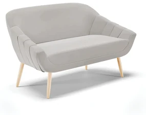 Namoradeira 02 Lugares Giovana Veludo Cinza Pés Palito Natural - D'Rossi