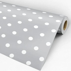 Papel de Parede poá cinza e branco