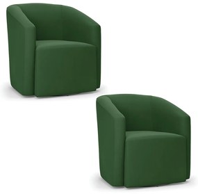 Poltrona Decorativa Base Giratória Kit 2 Stella Max Suede D03 - D'Rossi - Verde