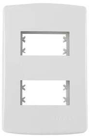 Placa 2 Modulo Com Suporte 4x2 Plastico Branco Bianco