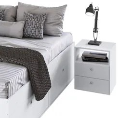 Cama Casal Queen 2 Portas Com 2 Mesas de Cabeceira Tókio A05 Branco -