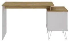 Mesa Escrivaninha Industrial 2 Gavetas Lux A06 Olmo/Branco   - Mpozena