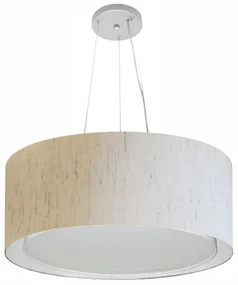 Pendente Cilíndrico Linho Bege MJ-4124 Para Mesa de Jantar e Estar