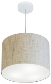 Lustre Pendente Cilíndrico Md-4216 Cúpula em Tecido 40x30cm Rustico Bege - Bivolt