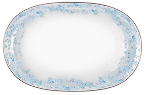 Travessa Rasa Oval 36Cm Porcelana Schmidt - Dec. Sensile Blu 2424