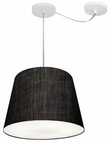 Lustre Pendente Cone Com Desvio Md-4276 Cúpula 30/30x40cm Preto - Bivolt