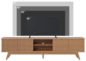 Rack para Sala Bancada de TV 75 Pol 218cm Pollyana C04 - D'Rossi - Freijó