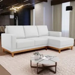 Sofá 3 Lugares 200cm Living Com Chaise Direito Sala de Estar Kayrós D0