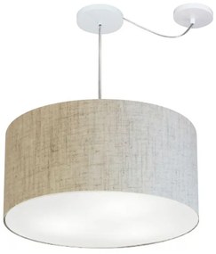 Lustre Pendente Cilíndrico Com Desvio de Centro Vivare Md-4264 Cúpula em Tecido 55x30cm - Bivolt