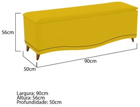 Calçadeira Estofada Yasmim 90 cm Solteiro Corano Amarelo - ADJ Decor