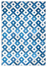 Tapete de Couro Natural Yanka Azul e Branco - 150cm x 200cm