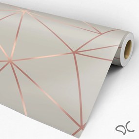 Papel de Parede Zara Grey Cinza com Rose Gold 0.52m x 3.00m