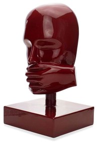 Escultura Mascara Rosto Silêncio em Cerâmica Vermelho Ocre 25x15 cm - D'Rossi