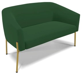 Sofá 2 Lugares Namoradeira Pé de Ferro Dourado Stella Veludo D03 - D'Rossi - Verde