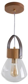 Pendente Vidro Madeira Castanho 19cm Lampadari