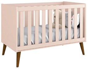 Berço Mini Cama Theo com Pés Retrô Mel - Rosa