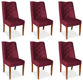 Kit 6 Cadeiras de Jantar Micheli Suede Bordo