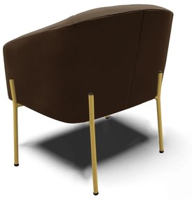 Poltrona Pé de Ferro Dourado Sala de Estar Stella Suede Marrom D03 - D'Rossi