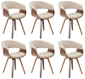 Kit 06 Cadeiras Giratória Decorativa para Escritório Home Office Ohana Linho Bege G56 - Gran Belo