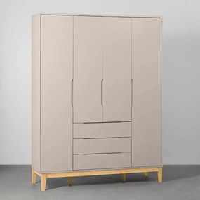 Guarda-Roupa Elfe 4 Portas e 3 Gavetas com Pés Square Natural – Areia Fosco