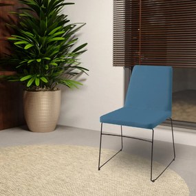 Kit 3 Cadeiras Decorativa Sala de Jantar Anne Linho Azul G17 - Gran Belo